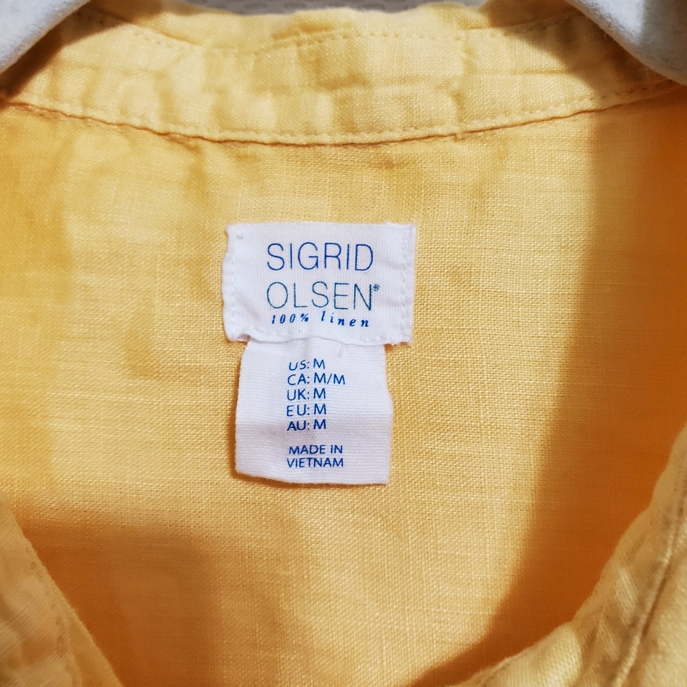 Sigrid Olsen Linen Button Tab Pullover Tunic Top - image 3